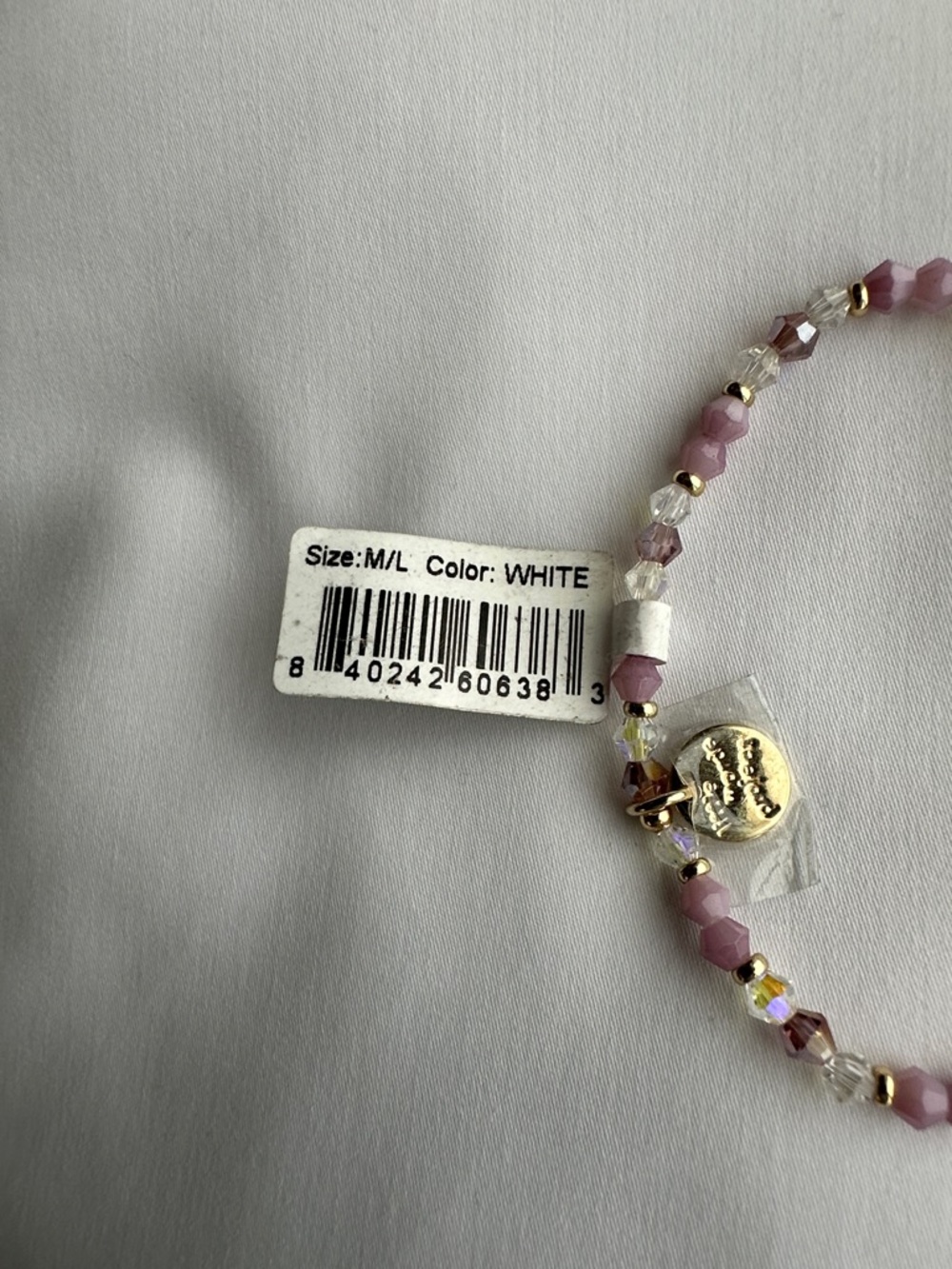Little Words Project purple and clear "FUR MAMA" Beaded Bracelet size M/L - Picture 2 of 5